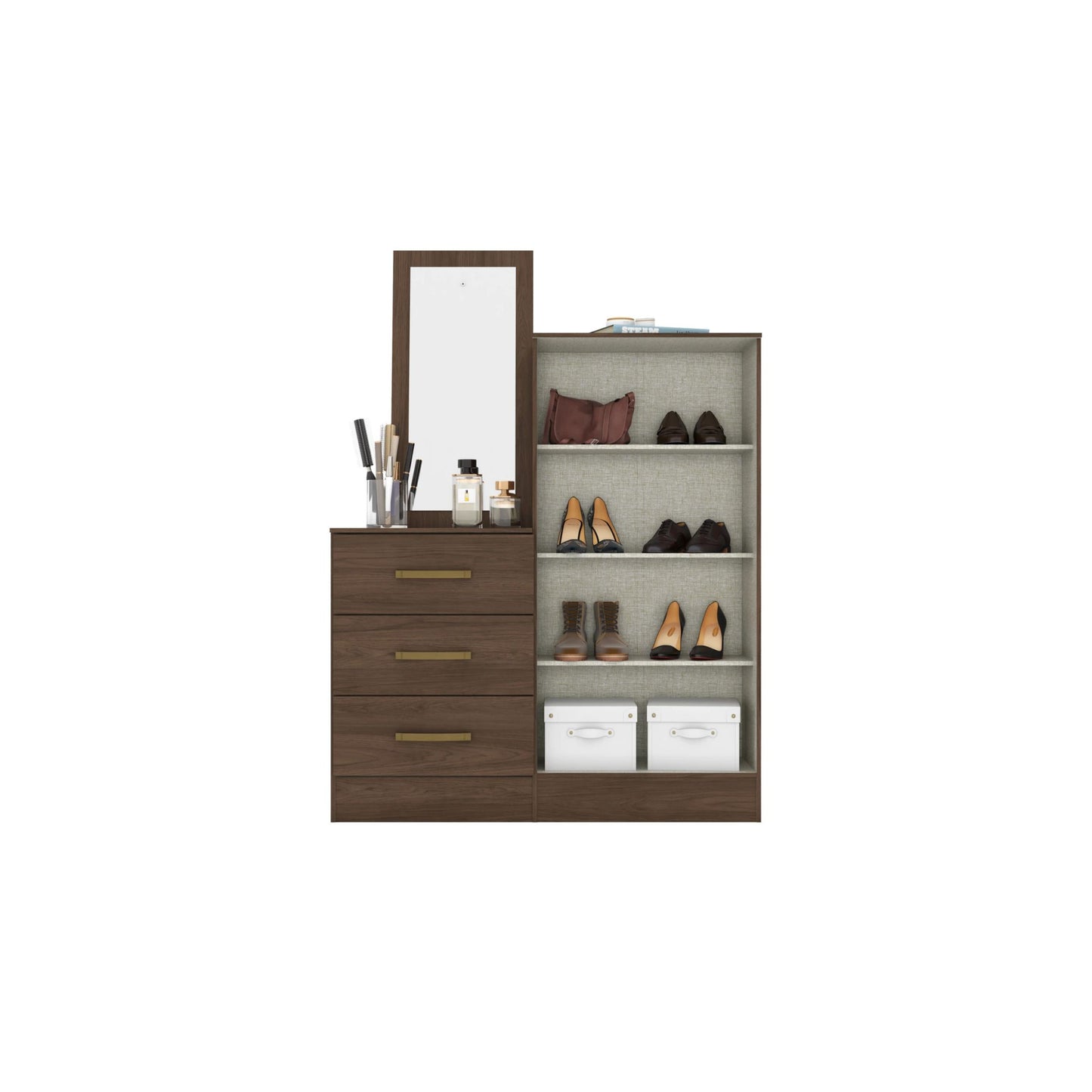 Ropero con cómoda y espejo B700 - MARRÓN