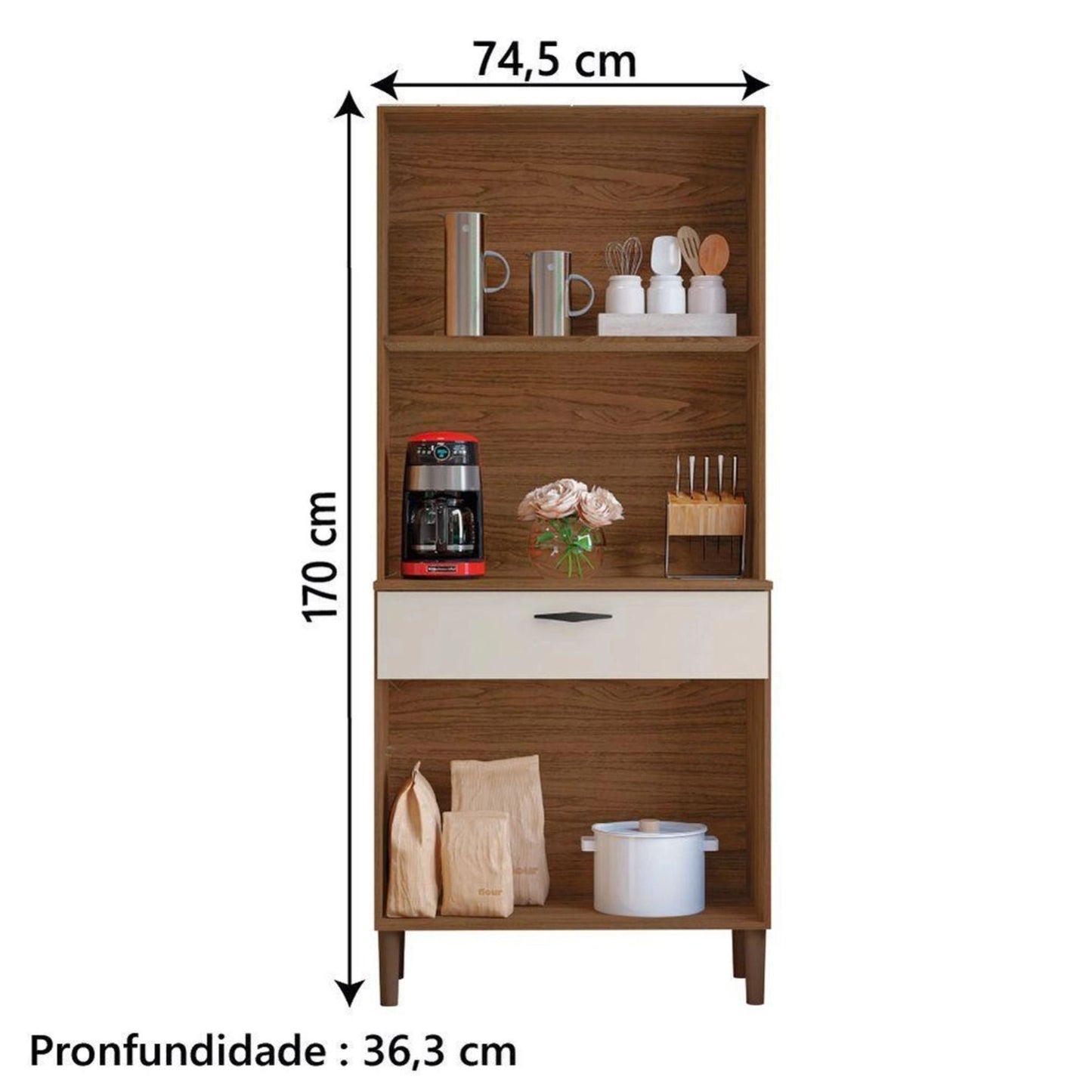 Kit de cocina 4 puertas CRIS - NOGUEIRA/OFF WHITE
