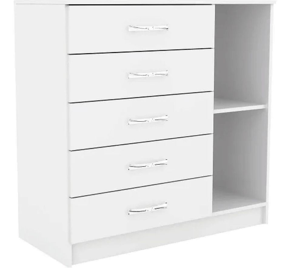 Cómoda 5 cajones 1 puerta - BLANCA