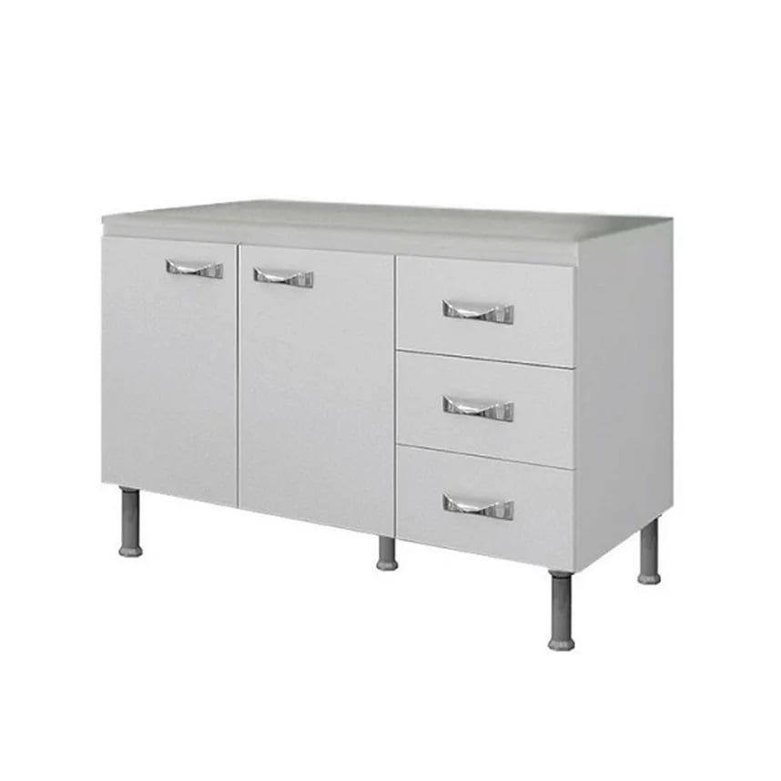 Bajo mesada 2 puertas y 3 cajones blanco
