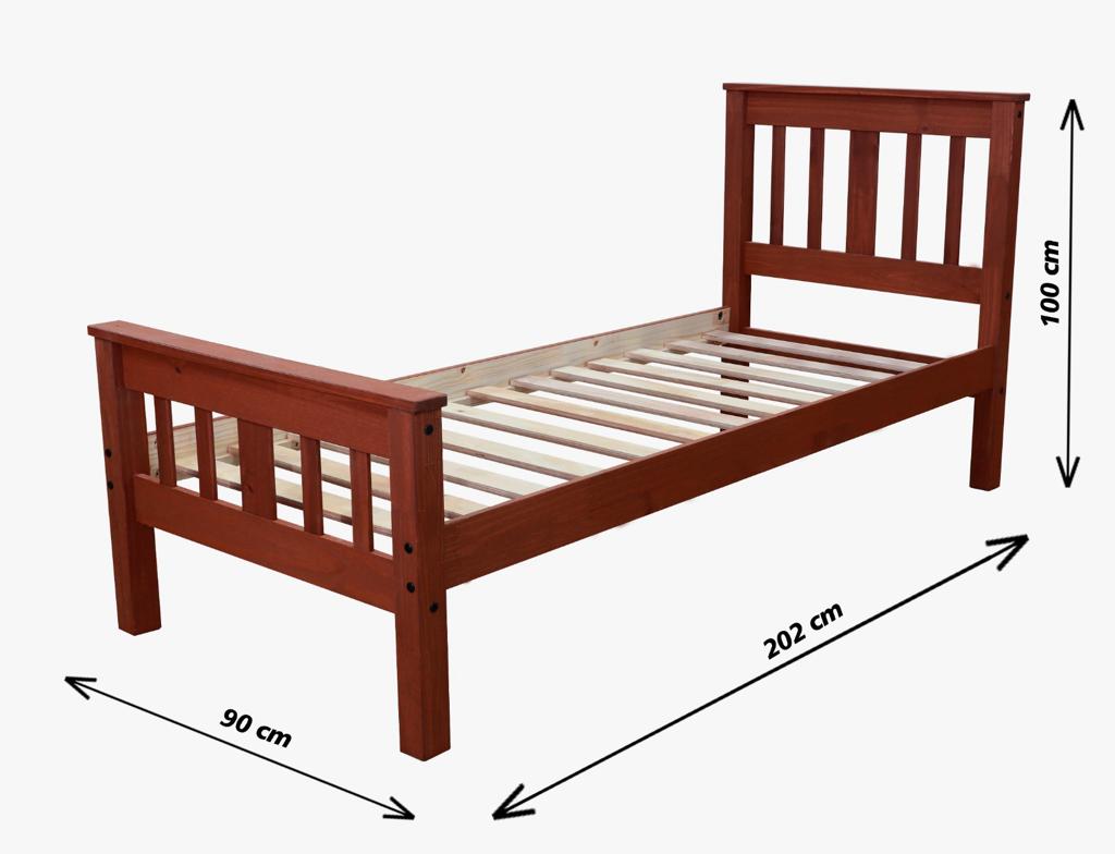 Cama 1 plaza en madera maciza - DALLAS