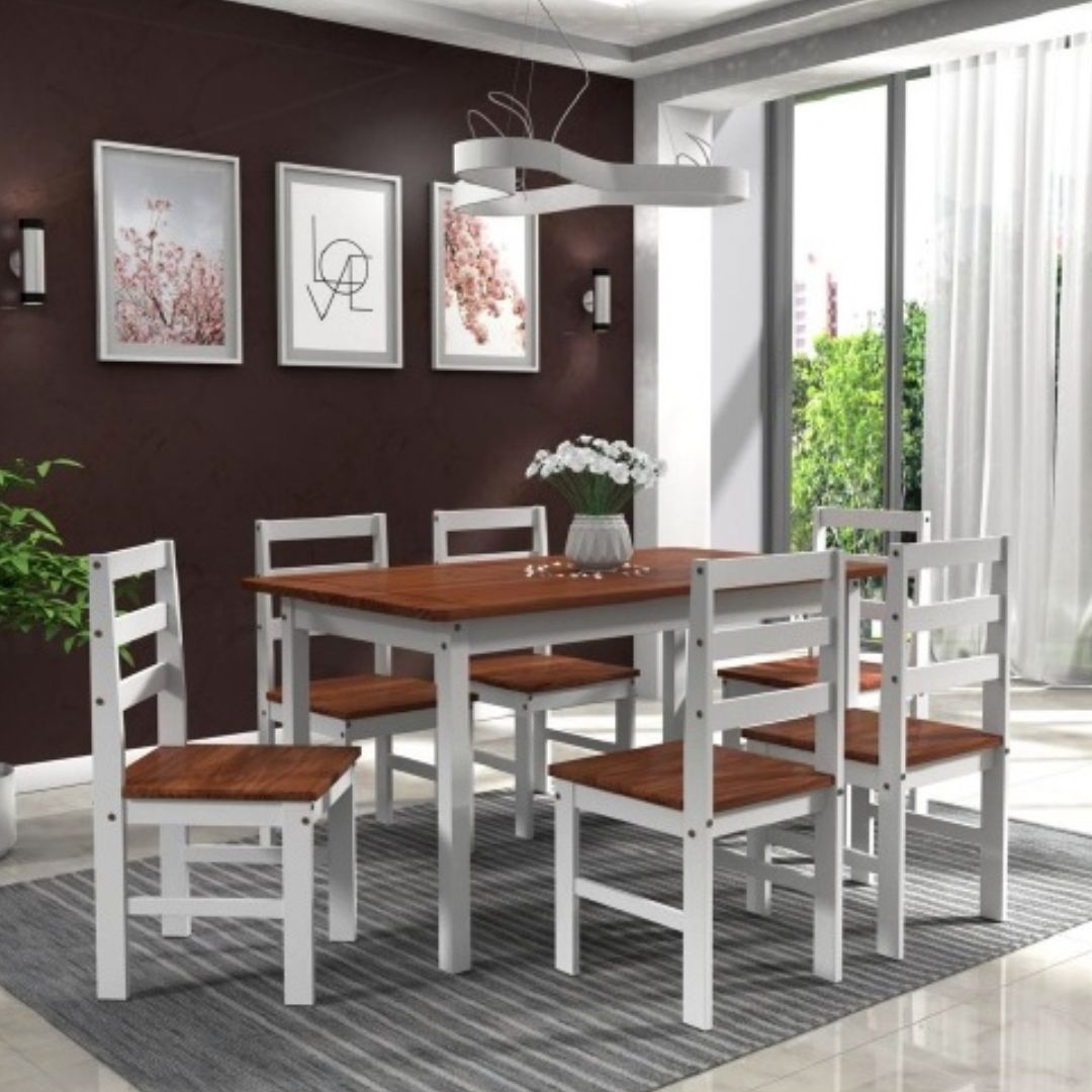 Juego de comedor Mexicano 6 sillas nevado