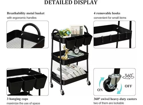 Carro organizador de metal SH60 - NEGRO