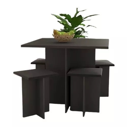 Juego de comedor 4 banquetas MDF negro 4507