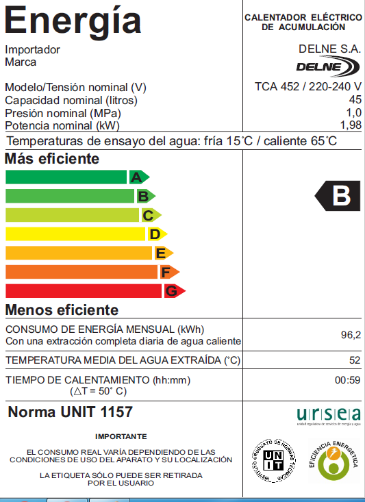 Termotanque Delne 45L