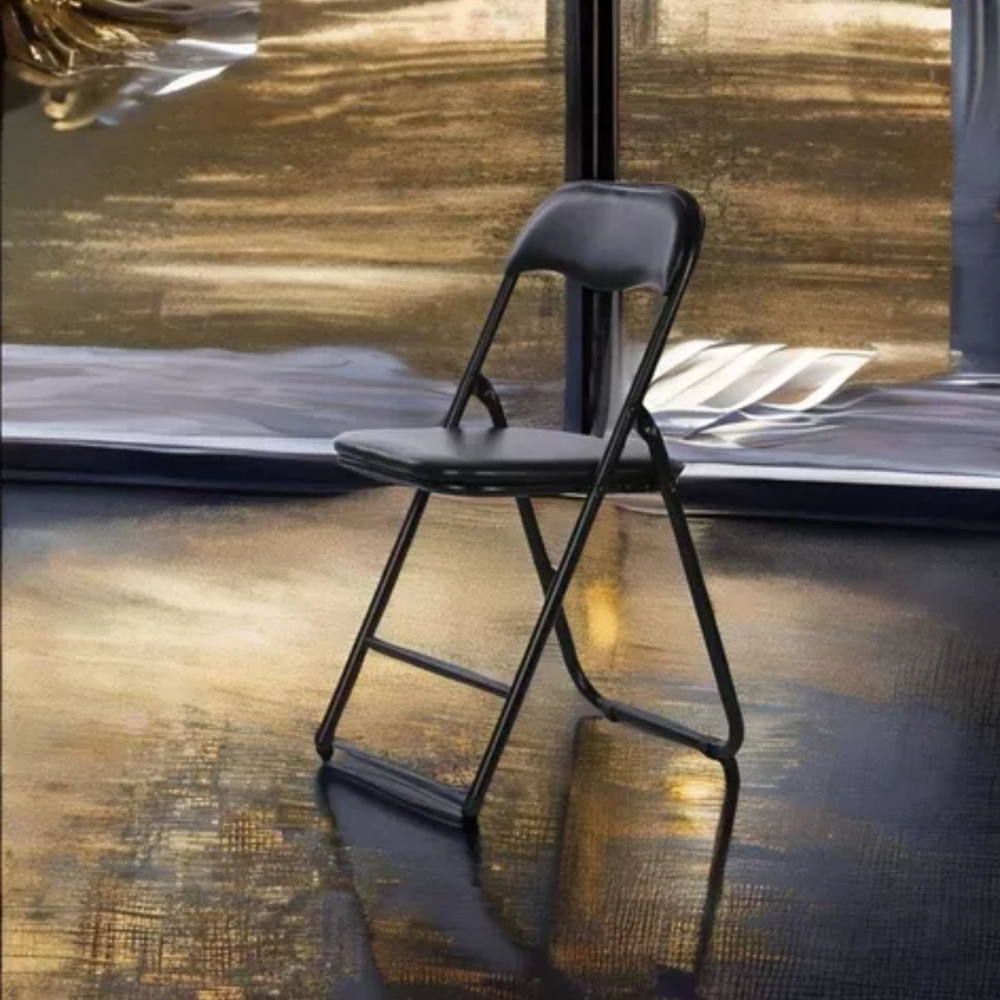 Silla plegable en metal - NEGRO