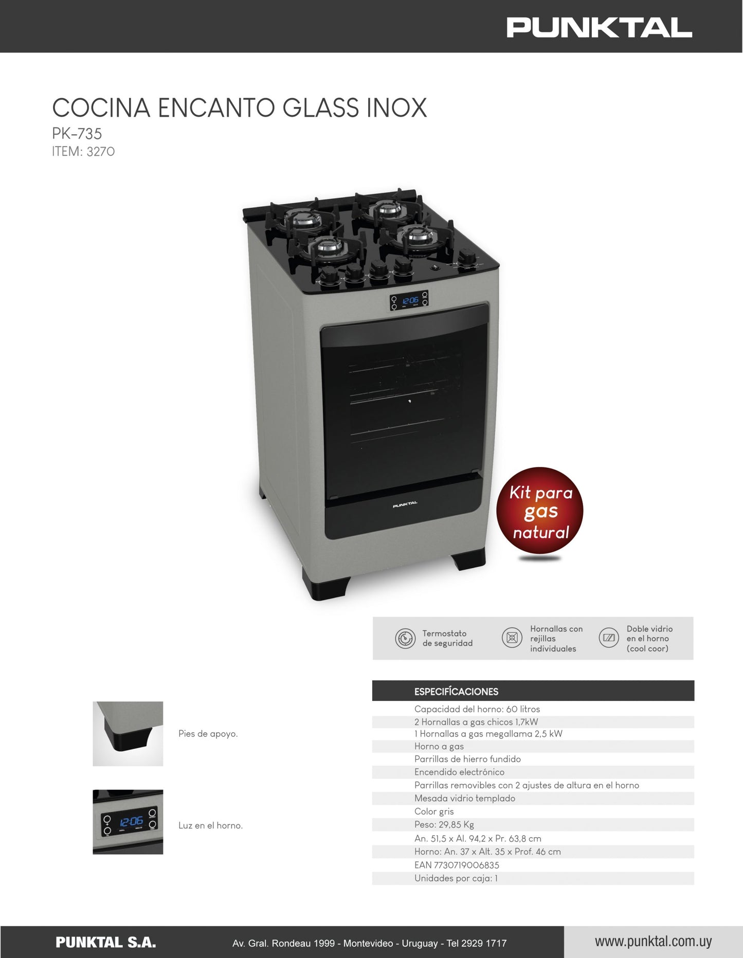 Cocina a gas Punktal PK-735