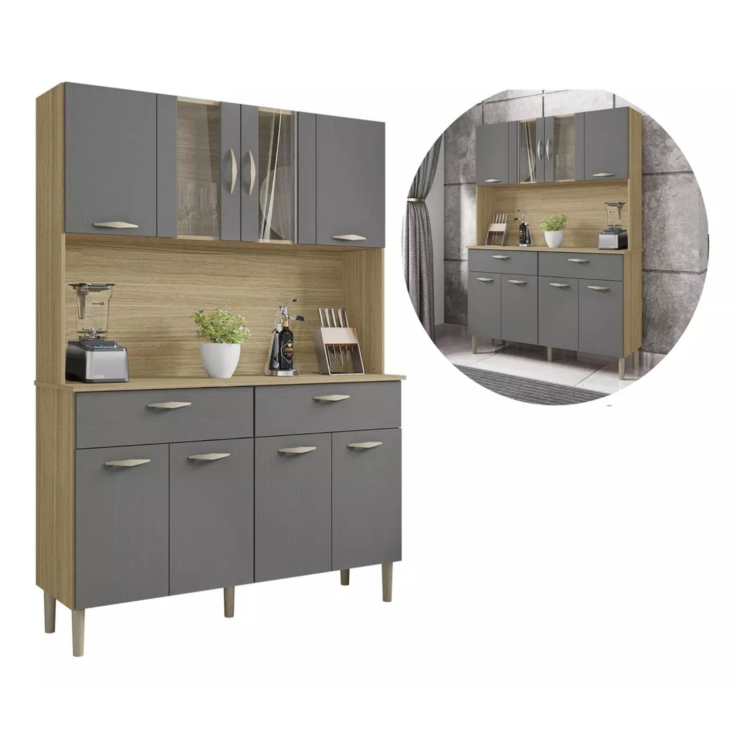Kit de cocina 8 puertas PAN Freijo/Gris