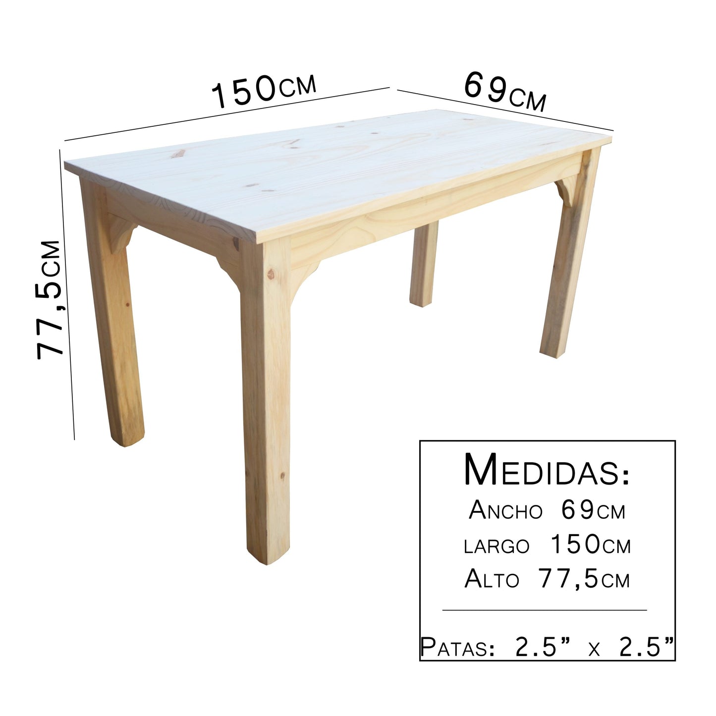 Mesa de comedor madera maciza grande - SIN LUSTRE