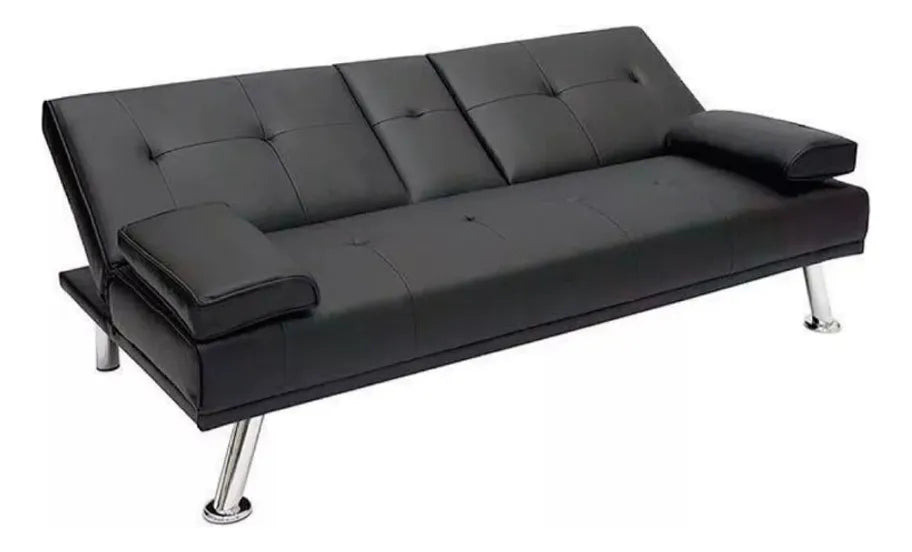 Sofá cama con posa vasos Century - NEGRO