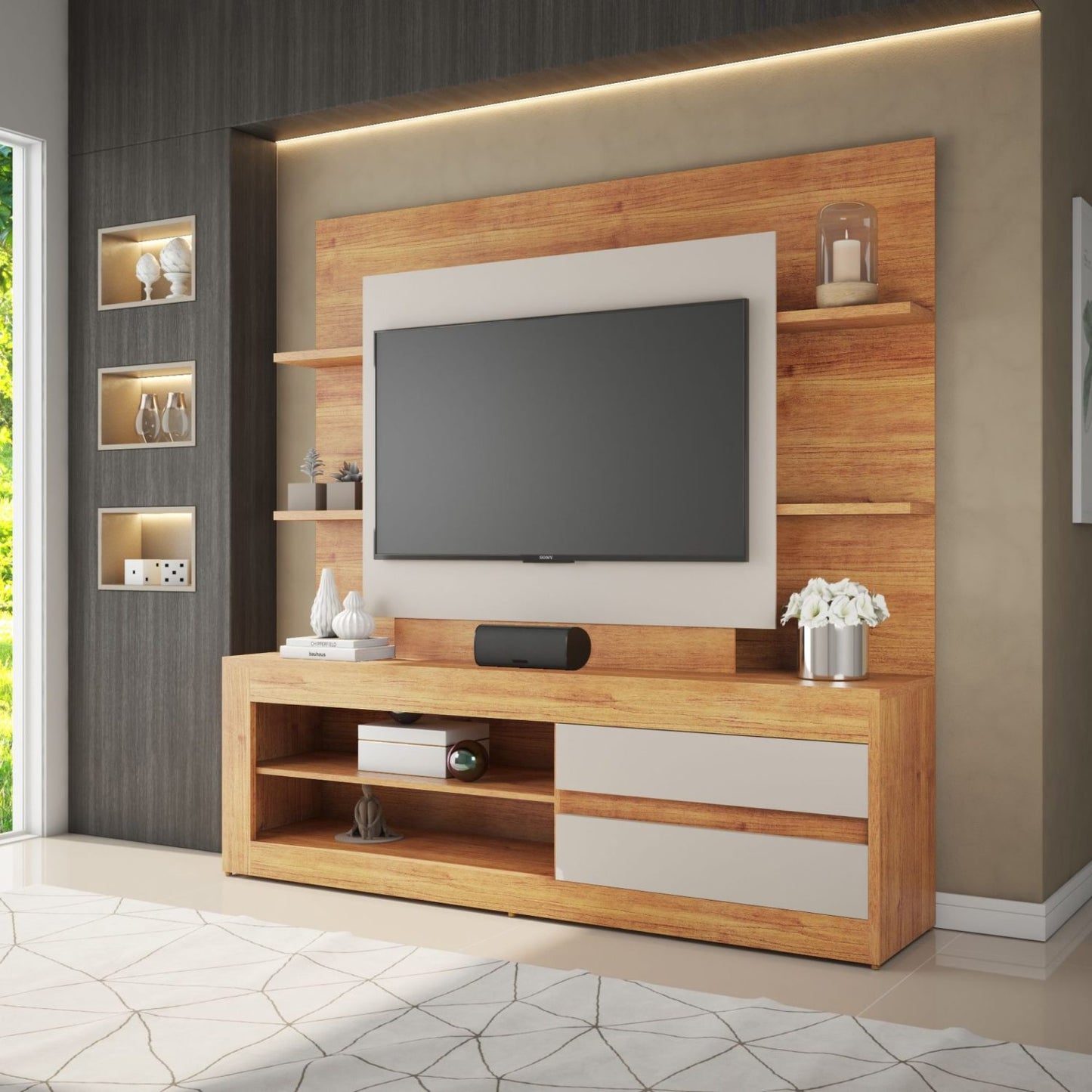 Modular para TV hasta 55" EXCLUSIVE - MIEL/OFF WHITE