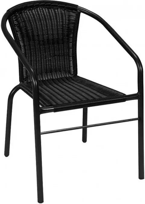 Juego de patio mesa circular y 4 sillas - RATTÁN NEGRO