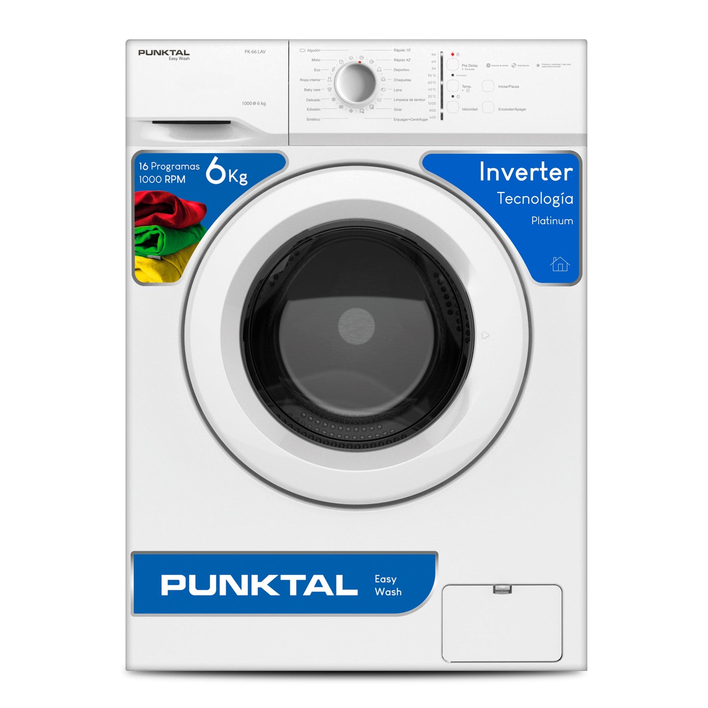Lavarropas frontal 6kg Punktal - PK-66 INVERTER