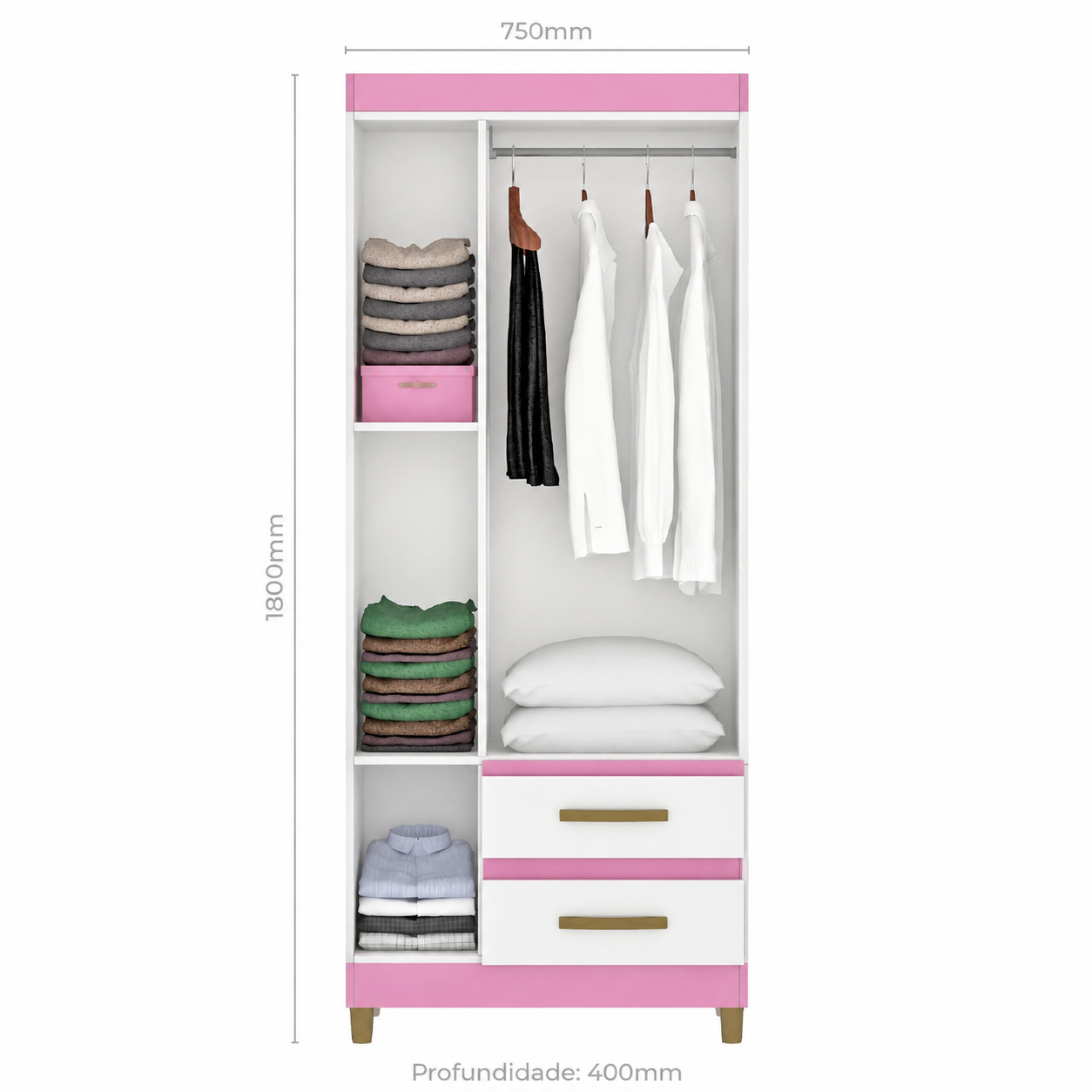 Ropero PORTO 3 puertas 2 cajones RP1320 CON ESPEJO - BLANCO FLEX