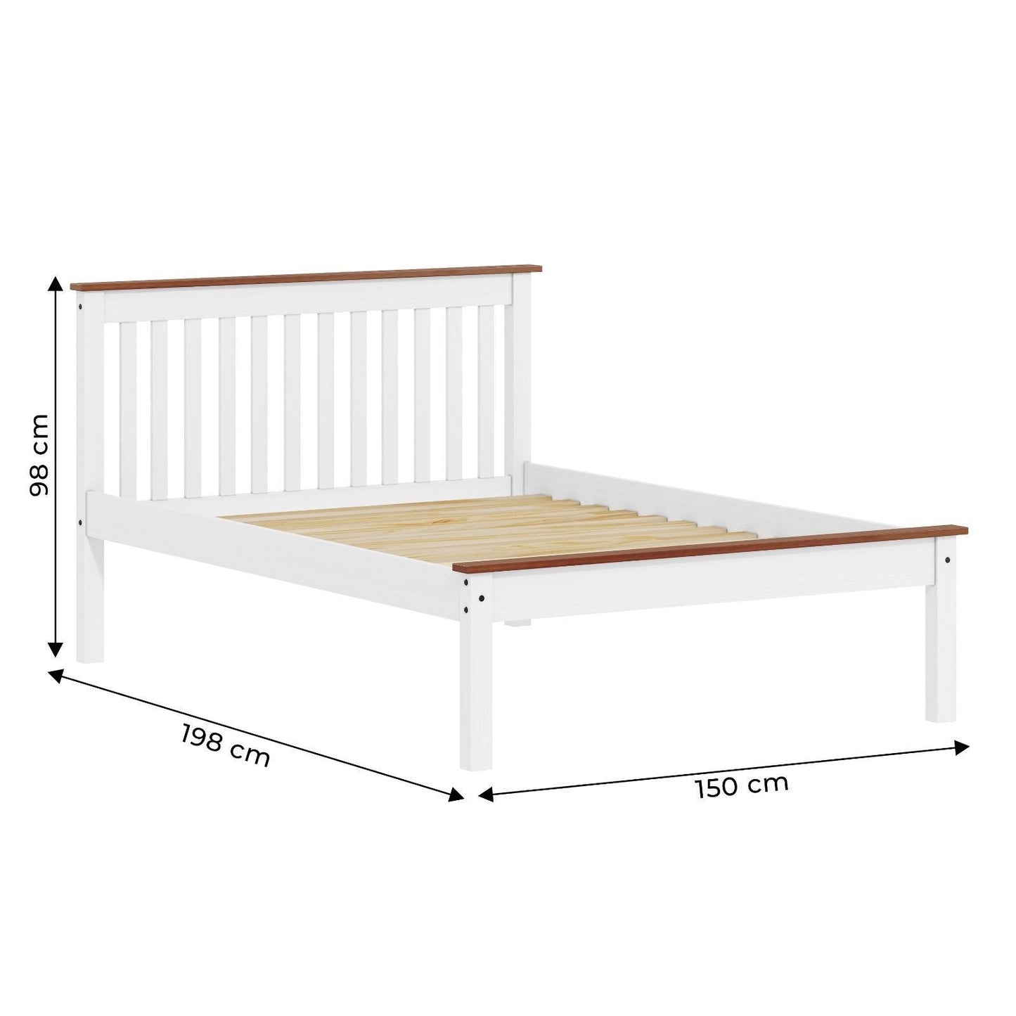 Cama 2 plazas madera maciza ARIZONA - BLANCO