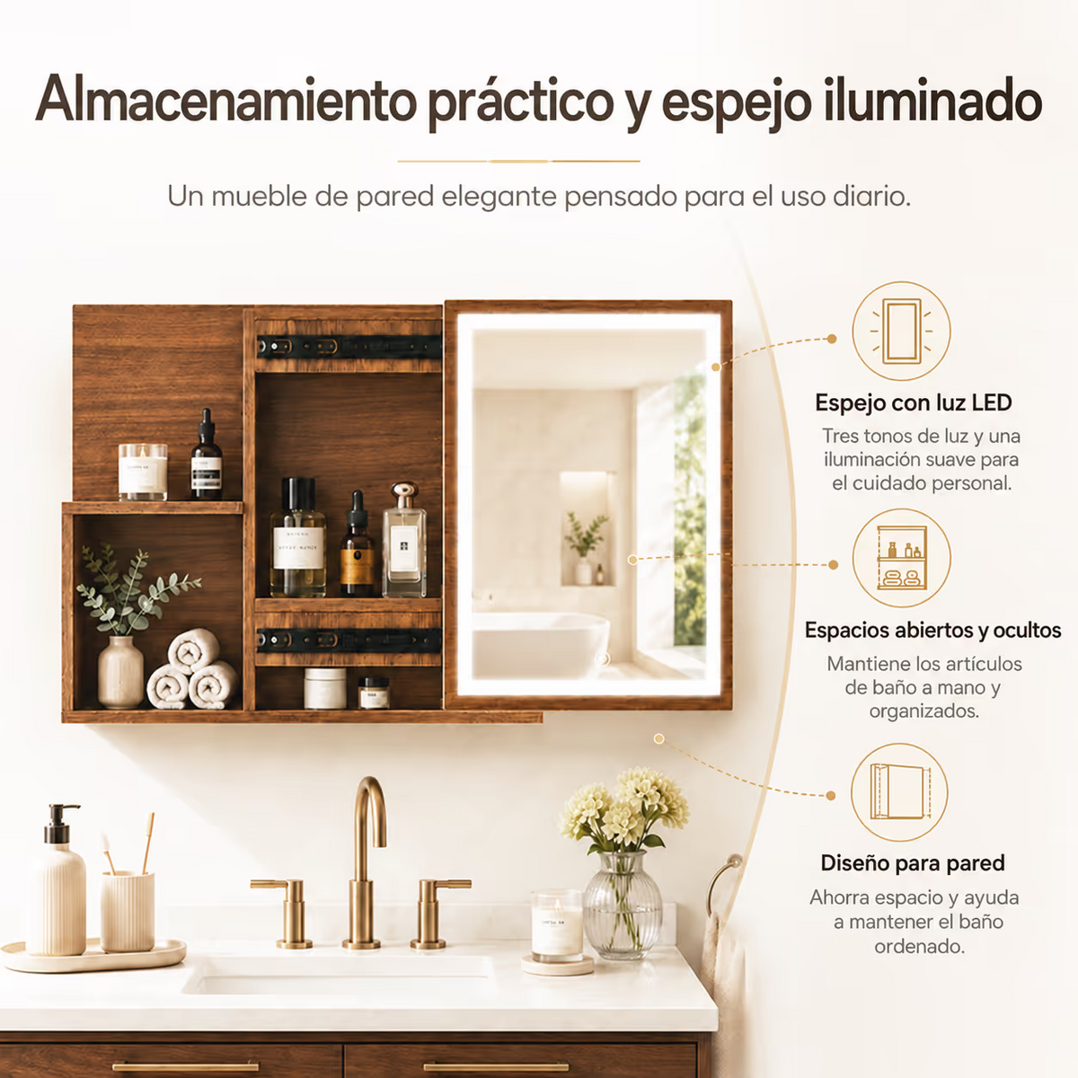 Botiquín MDF con luz led - ESH0072