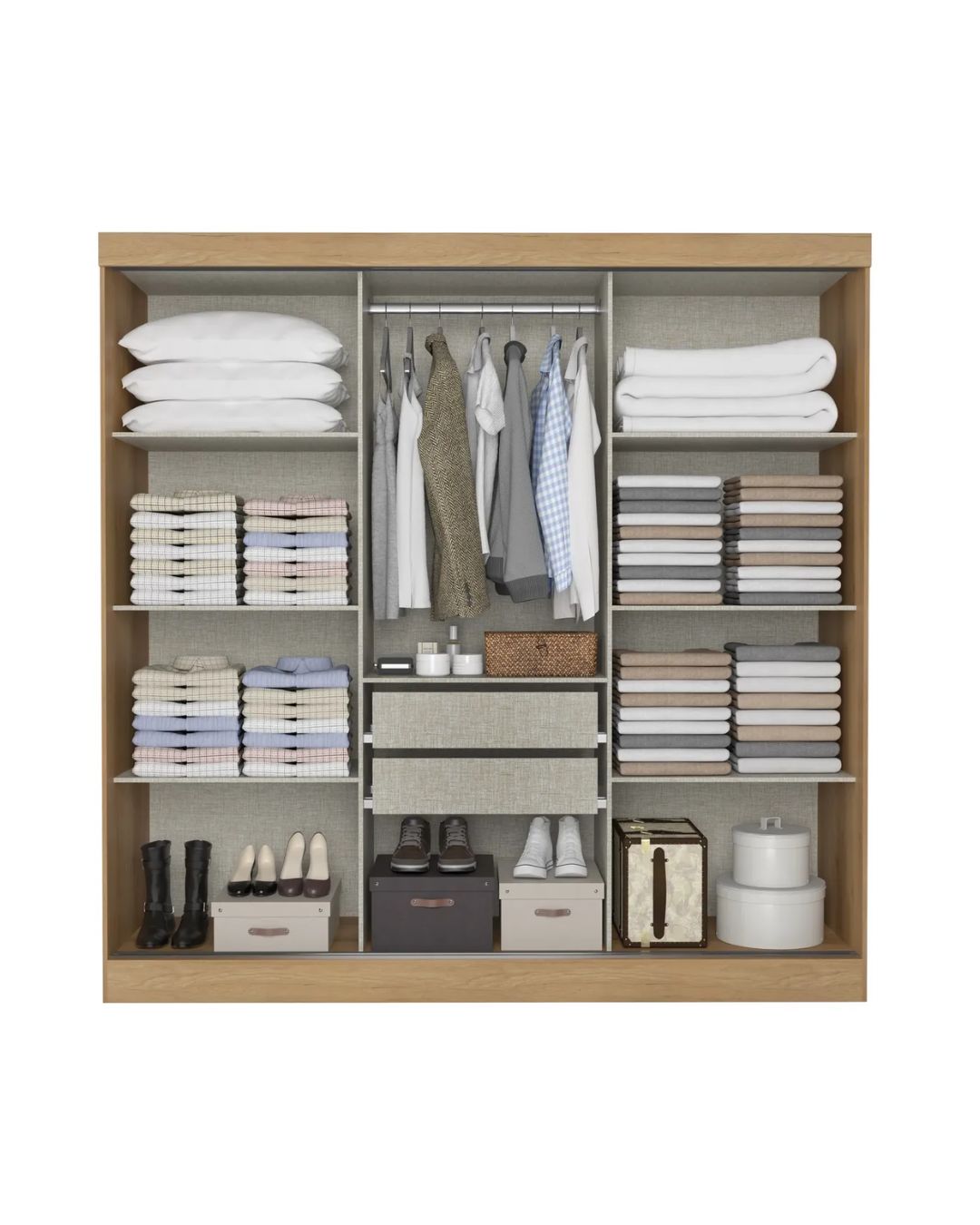 Ropero 3 puertas corredizas VISION - Capuccino/Off White Flex Cacau