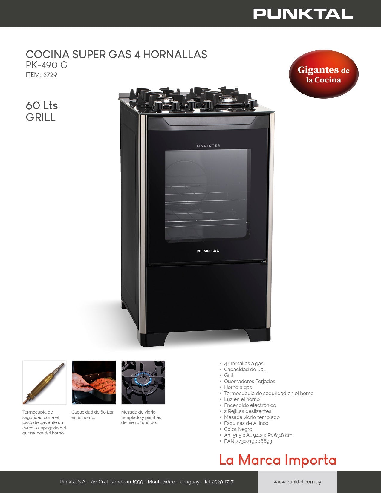 Cocina a gas Punktal PK-490