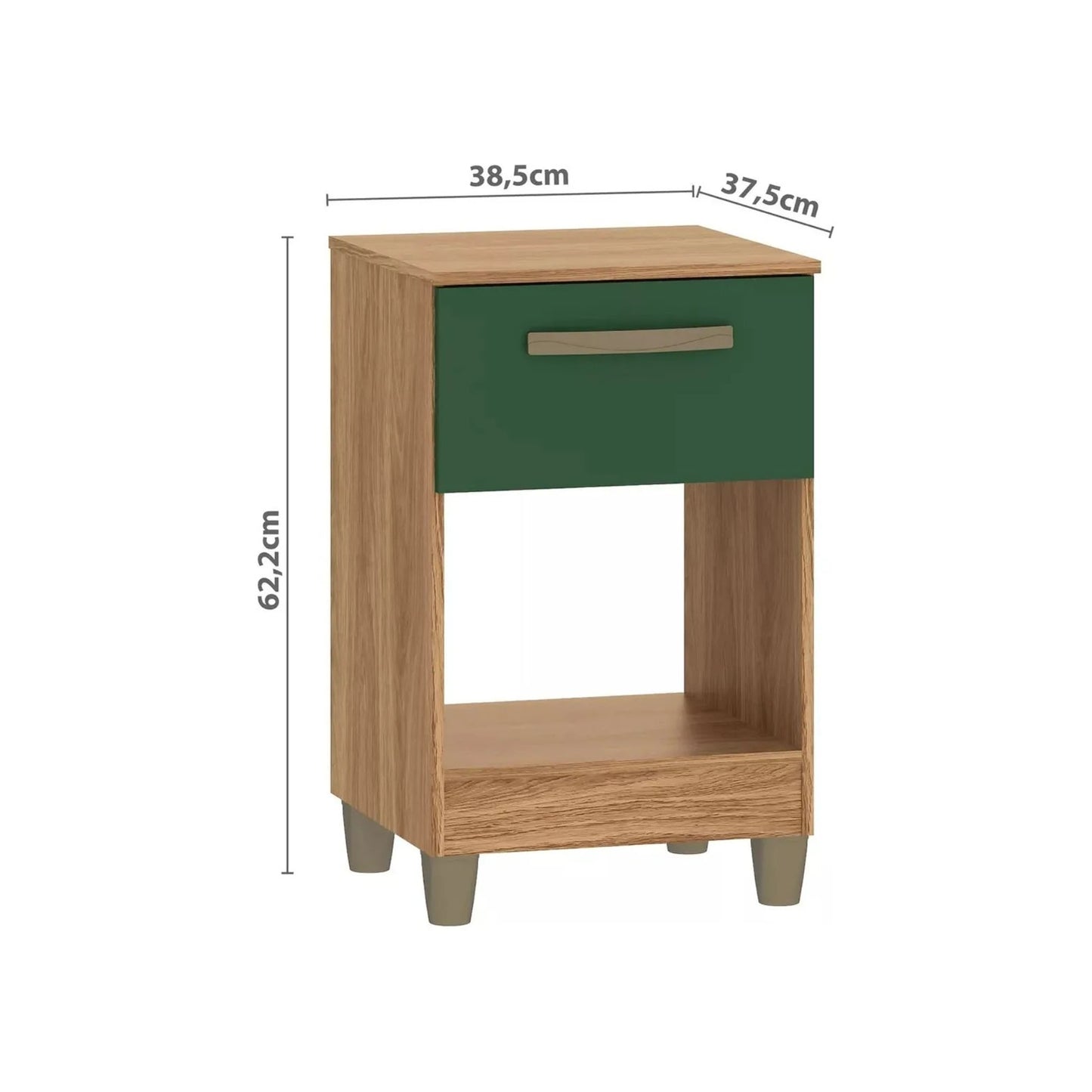 Mesa de luz 1 cajón y espacio MC210 - VERDE