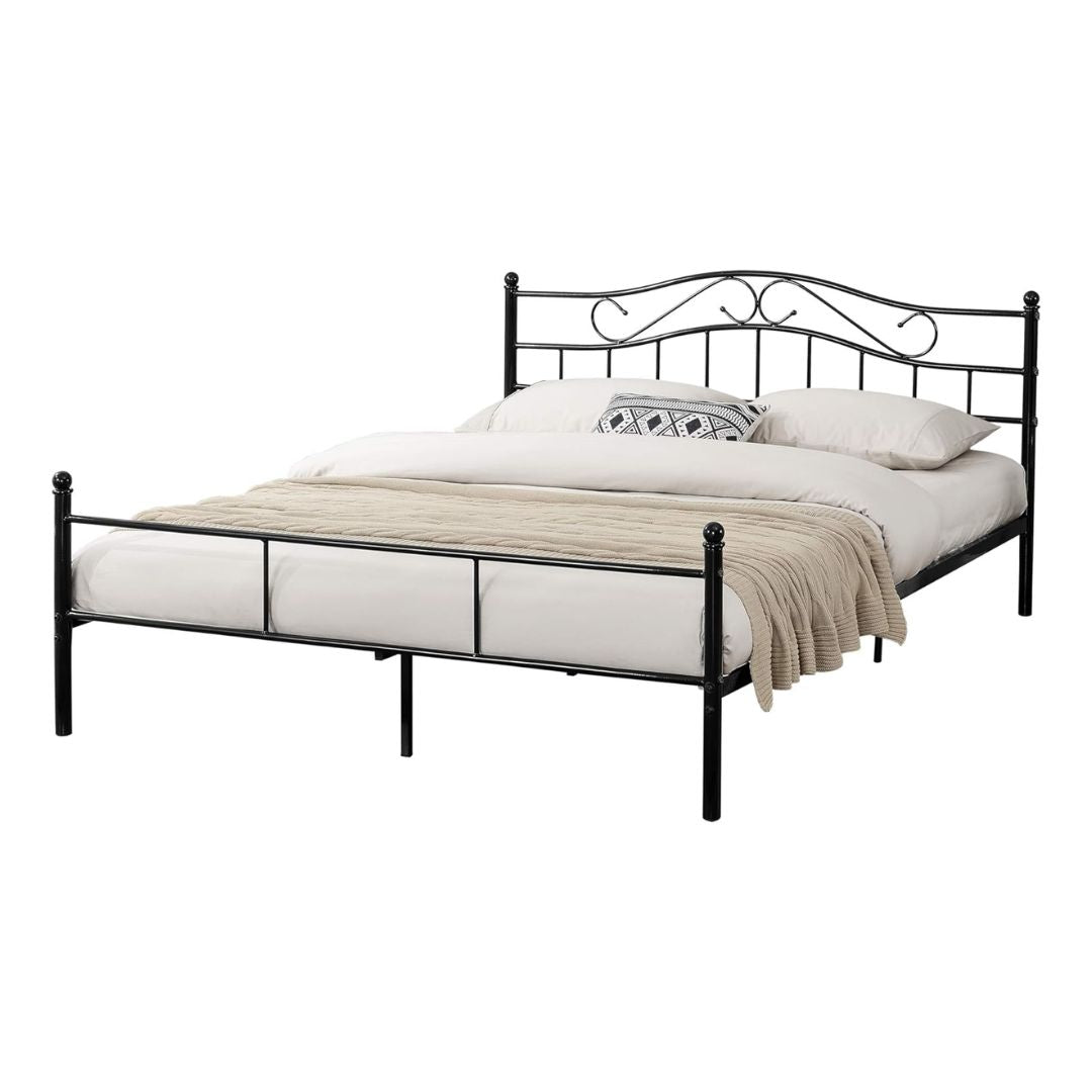 Cama 2 plazas en metal - NEGRO