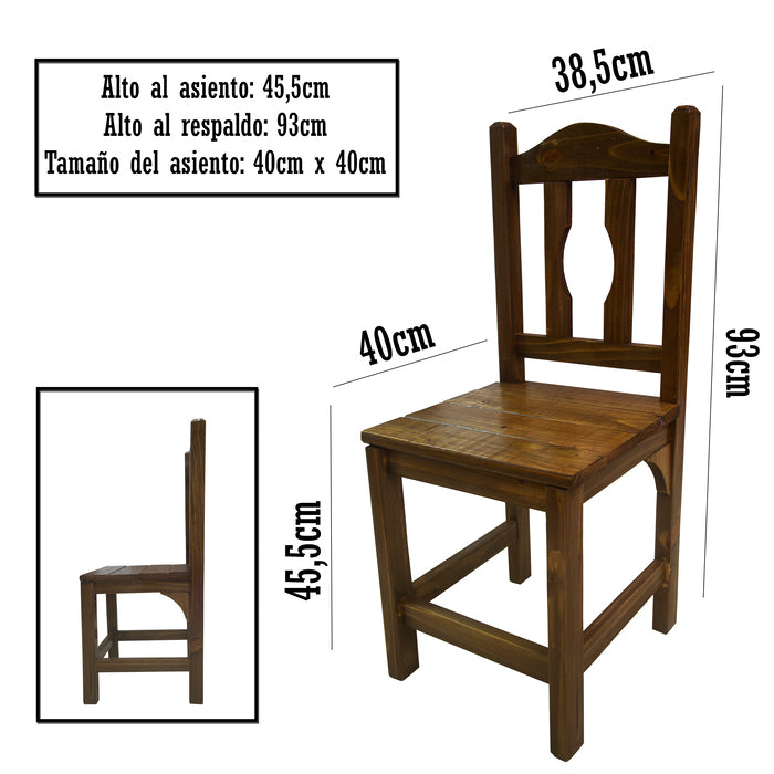 Juego de comedor 4 sillas madera de pino - LUSTRADO