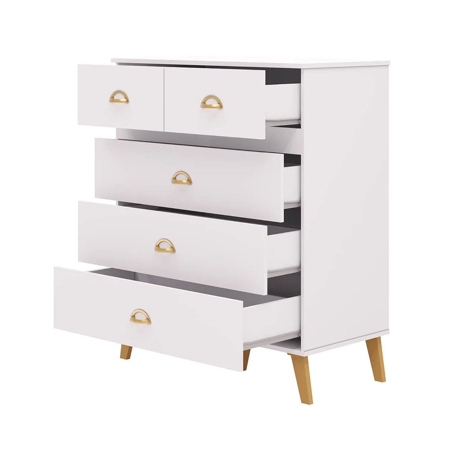 Cómoda 5 cajones IBIZA - BLANCO/CAMARIM