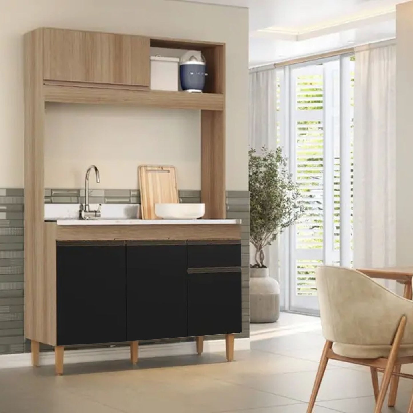 Cocina Compacta Splendore 1235 - MIEL/NEGRO