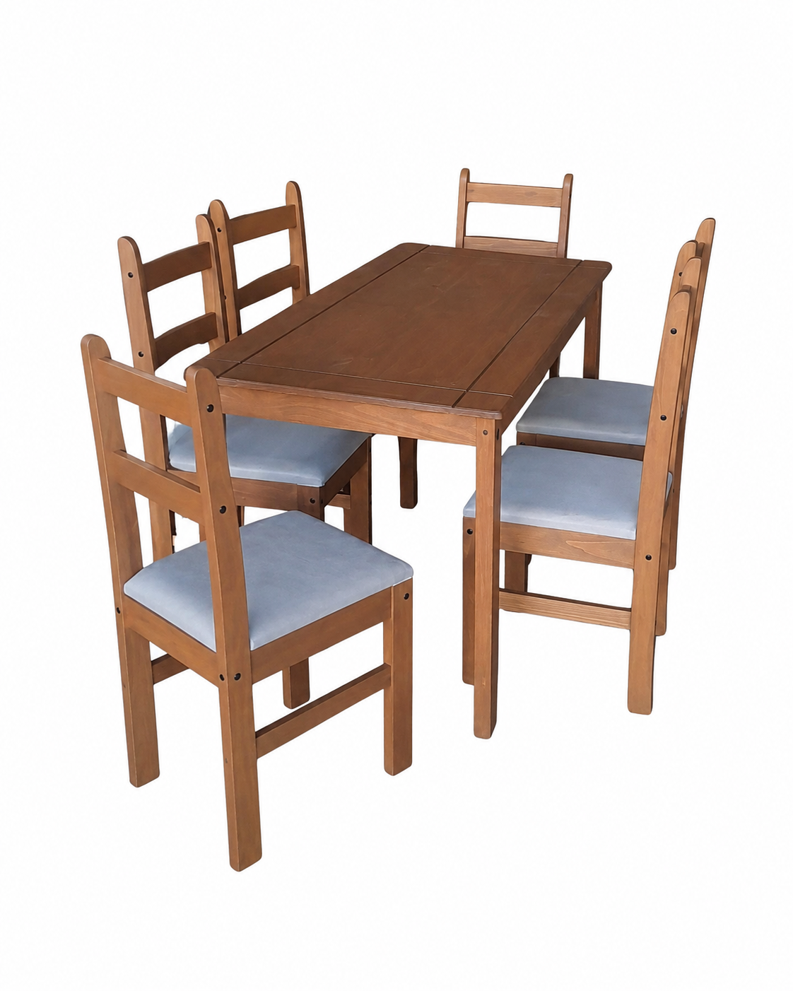 Juego de comedor tapizado Mexicano 6 sillas LUCÍA - CERA OSCURO