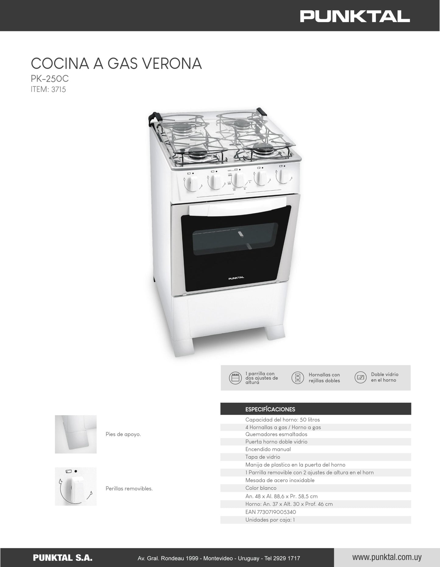 Cocina a gas Punktal PK-250