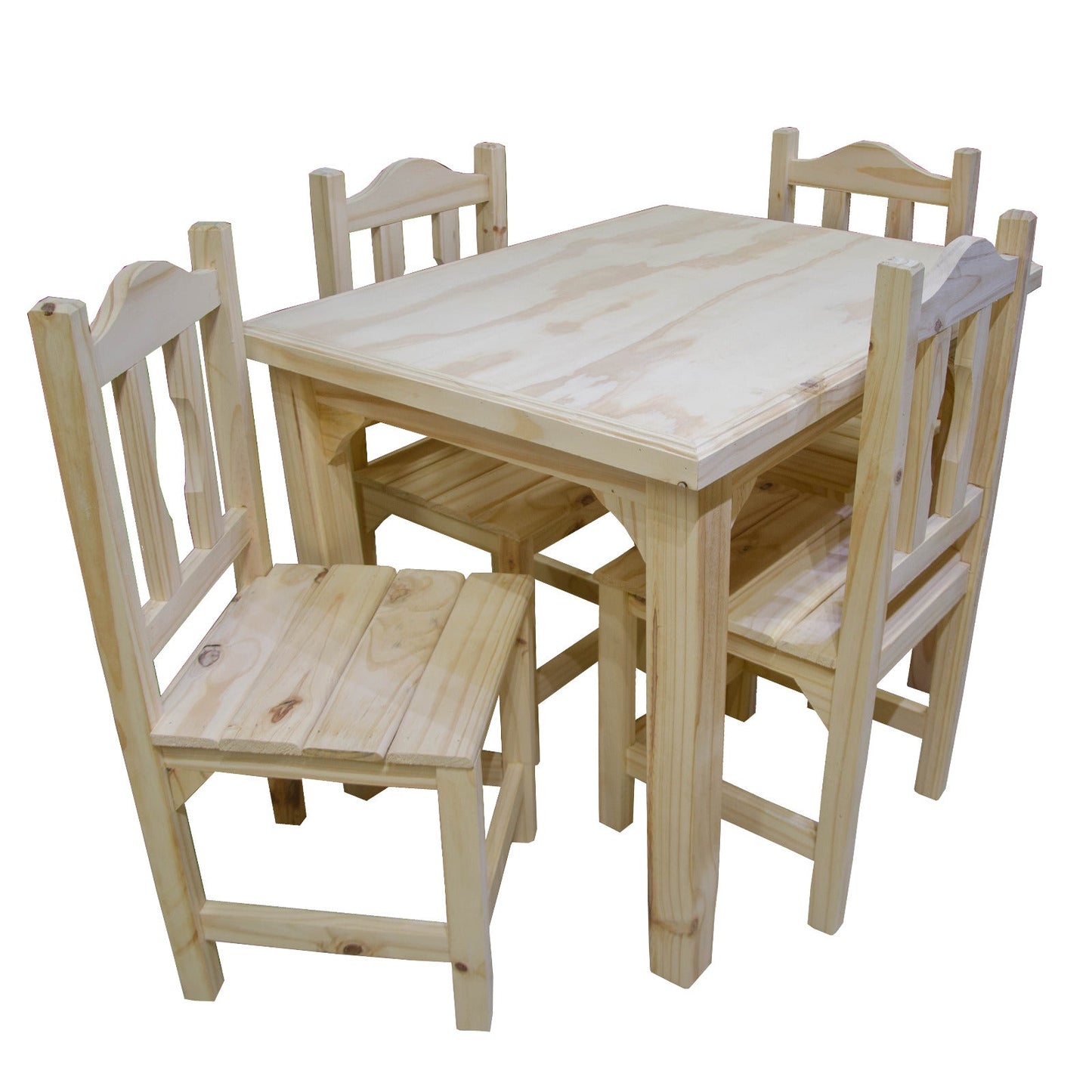 Juego de comedor 4 sillas madera de pino - SIN LUSTRE