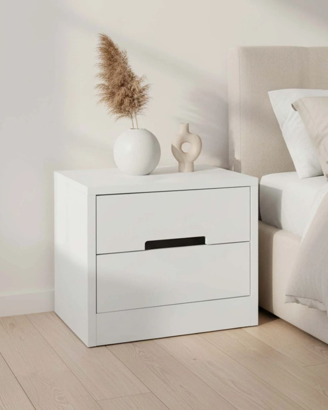 MESA DE LUZ 2 CAJONES BLANCO - S822