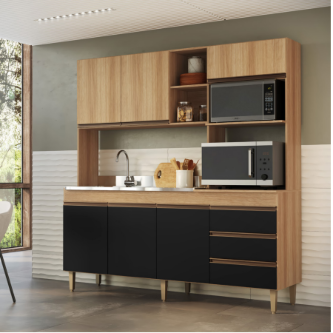 Cocina Compacta Splendore 1850 - MIEL/NEGRO