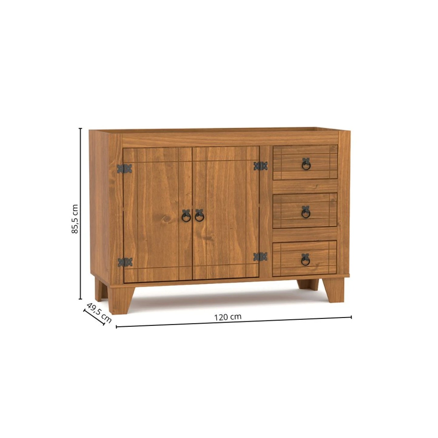 Bajo Mesada 2 Puertas 3 Cajones Linea Naturale MEXICANO CS030 - ROBLE