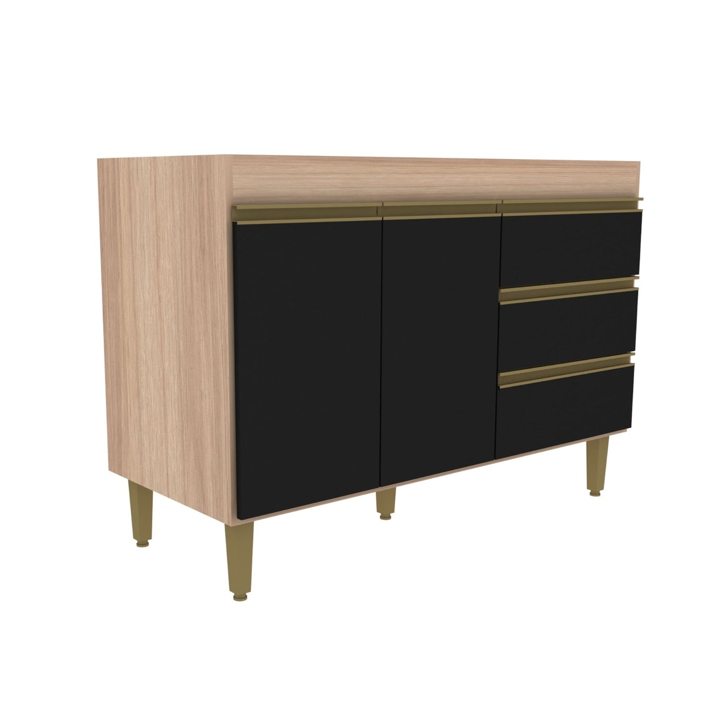 Bajo mesada 2 puertas y 3 cajones SPLENDORE 480 - MIEL/NEGRO