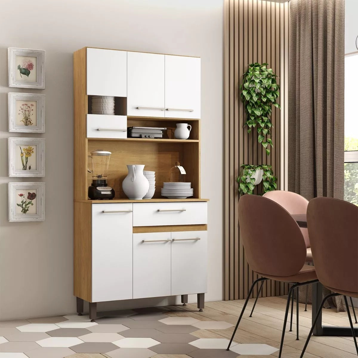 Kit de cocina 6 puertas 2090 - MIEL/BLANCO