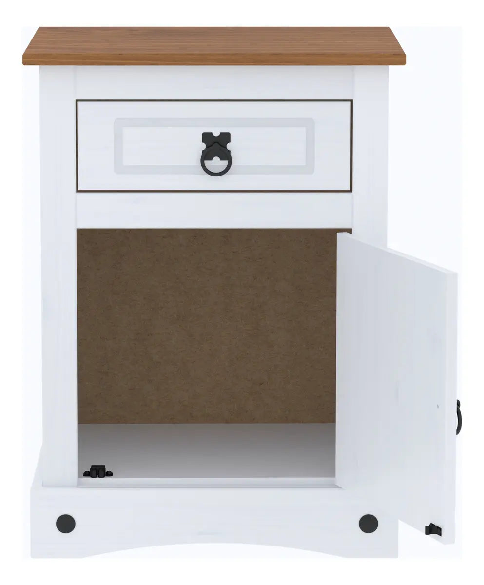 Mesa de luz Mexicana 1 cajón 1 puerta NEVADO - VB381