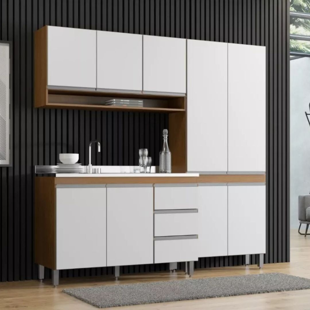 Bajo mesada 2 puertas y 3 cajones PERFIL 449 - AVELA/BLANCO