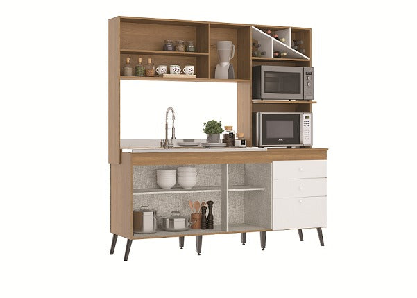 Cocina compacta Luisa 337-111 - Carvalho Dakar/Blanco