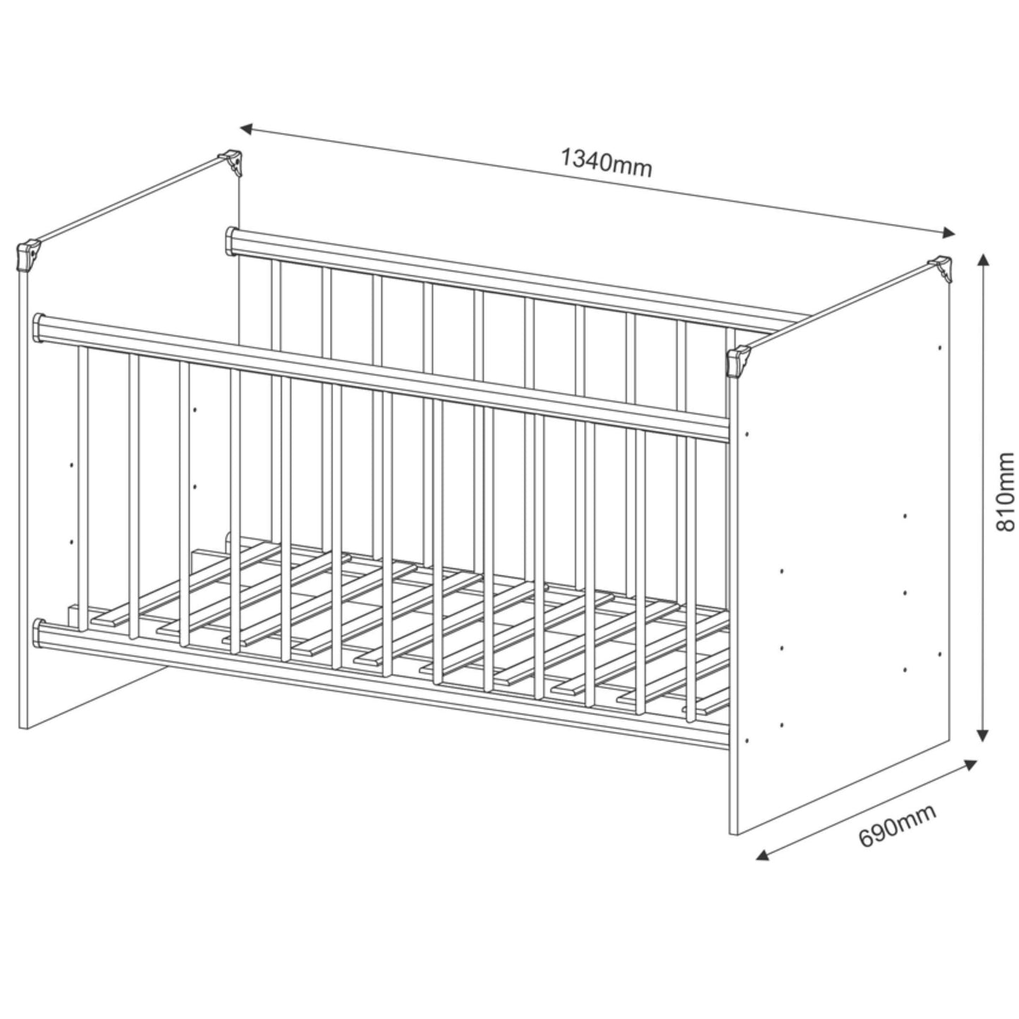 Cuna para bebe parrilla regulable BE 1001 - BLANCO