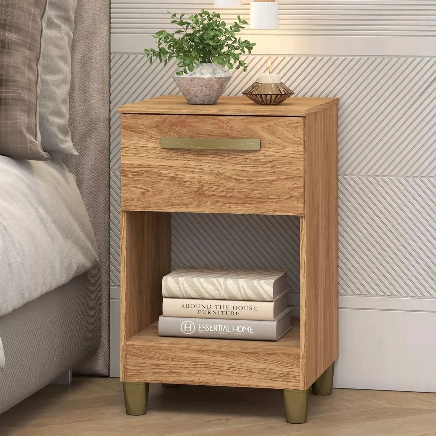 Mesa de luz 1 cajón y espacio MC210 - MIEL