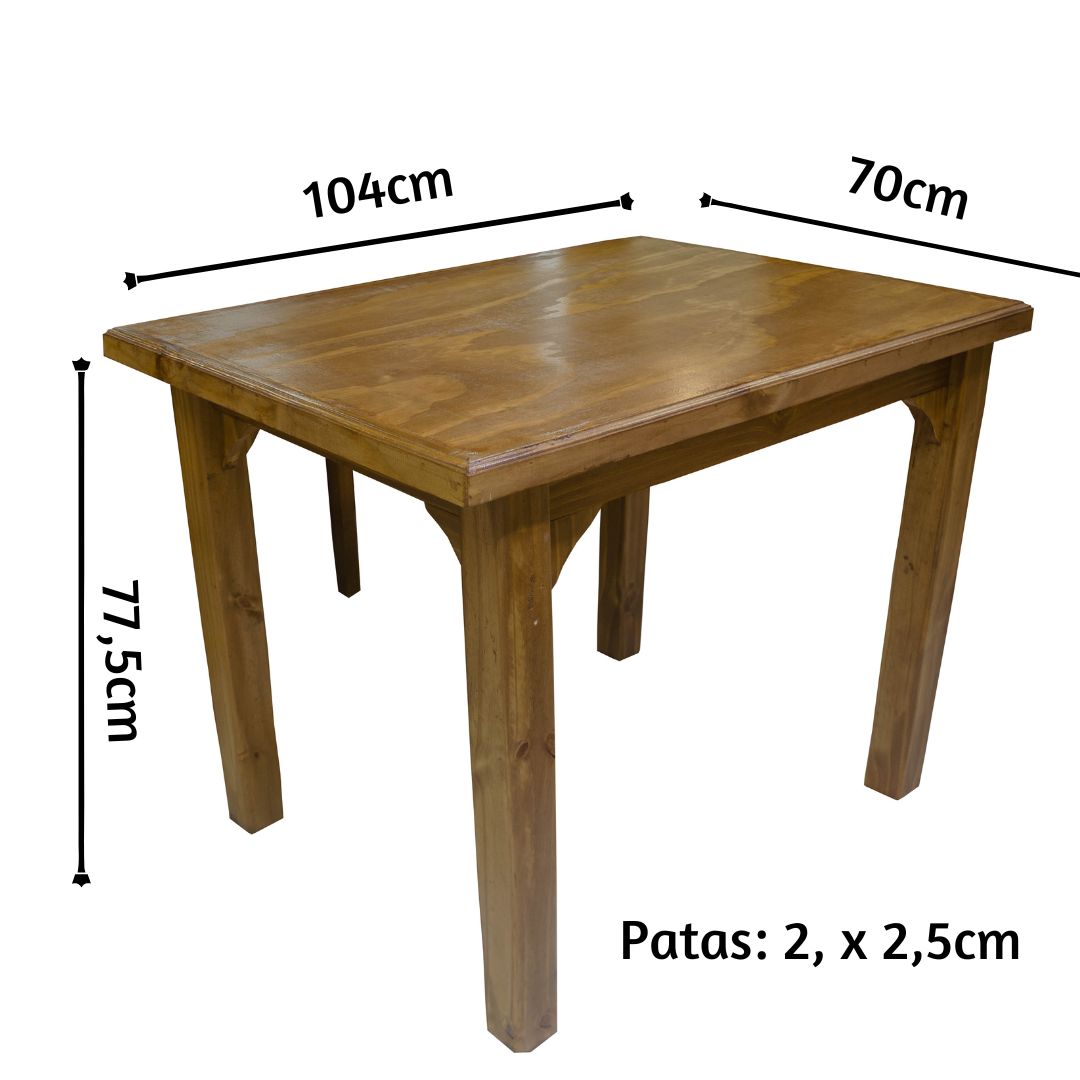 Mesa de comedor madera maciza chica - LUSTRADA
