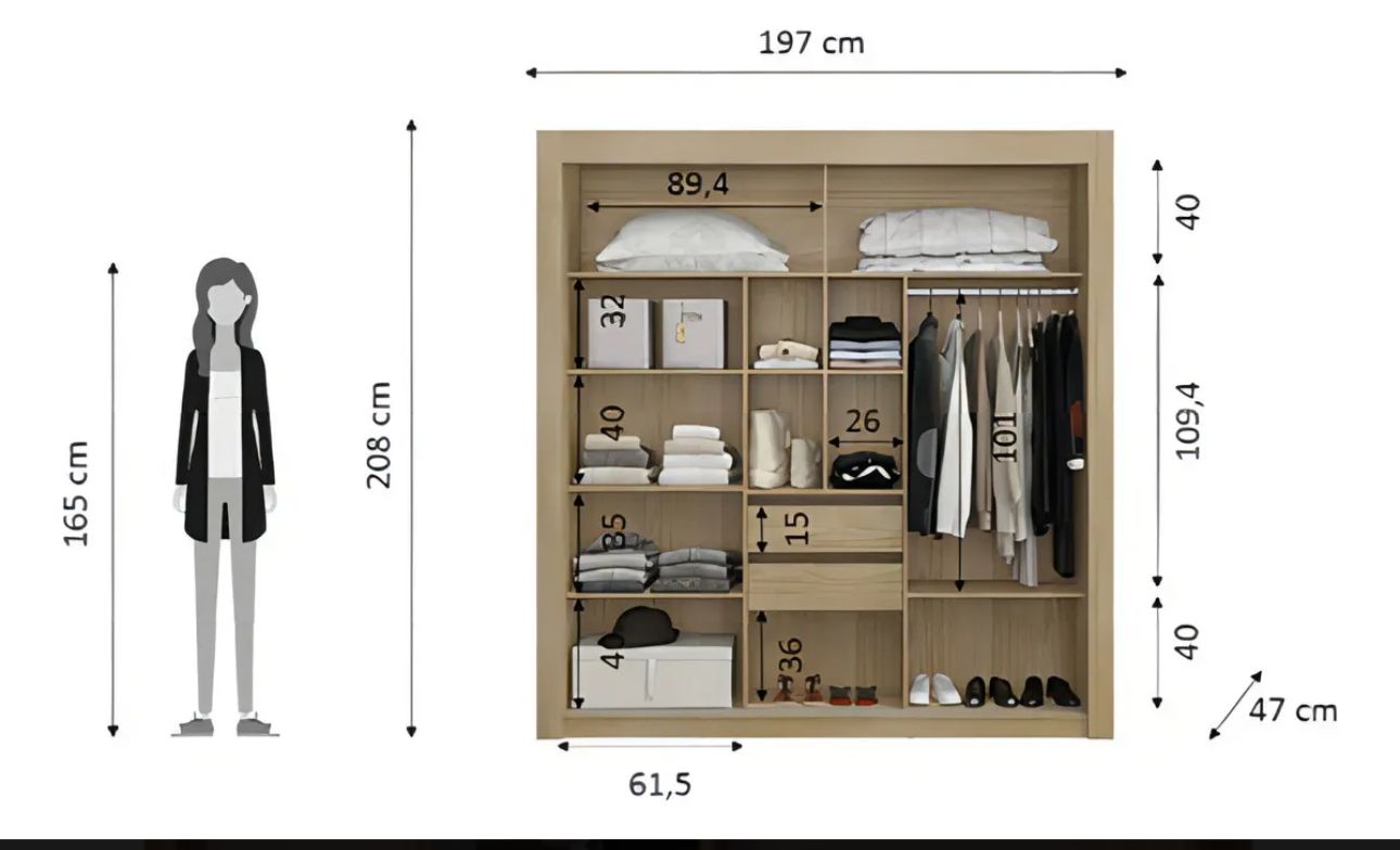 Ropero 3 puertas corredizas con espejo 950 - NOGAL/CINNAMON