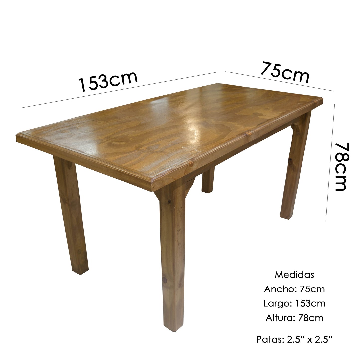 Mesa de comedor madera maciza grande - LUSTRADA