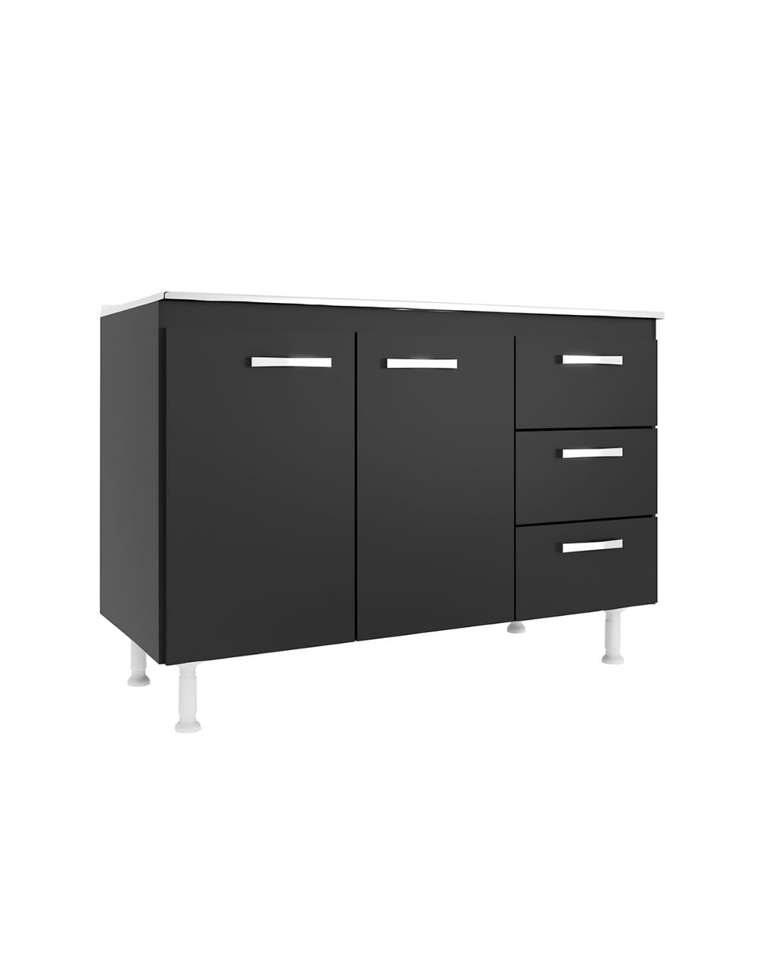 Bajo mesada 2 puertas y 3 cajones BW - NEGRO