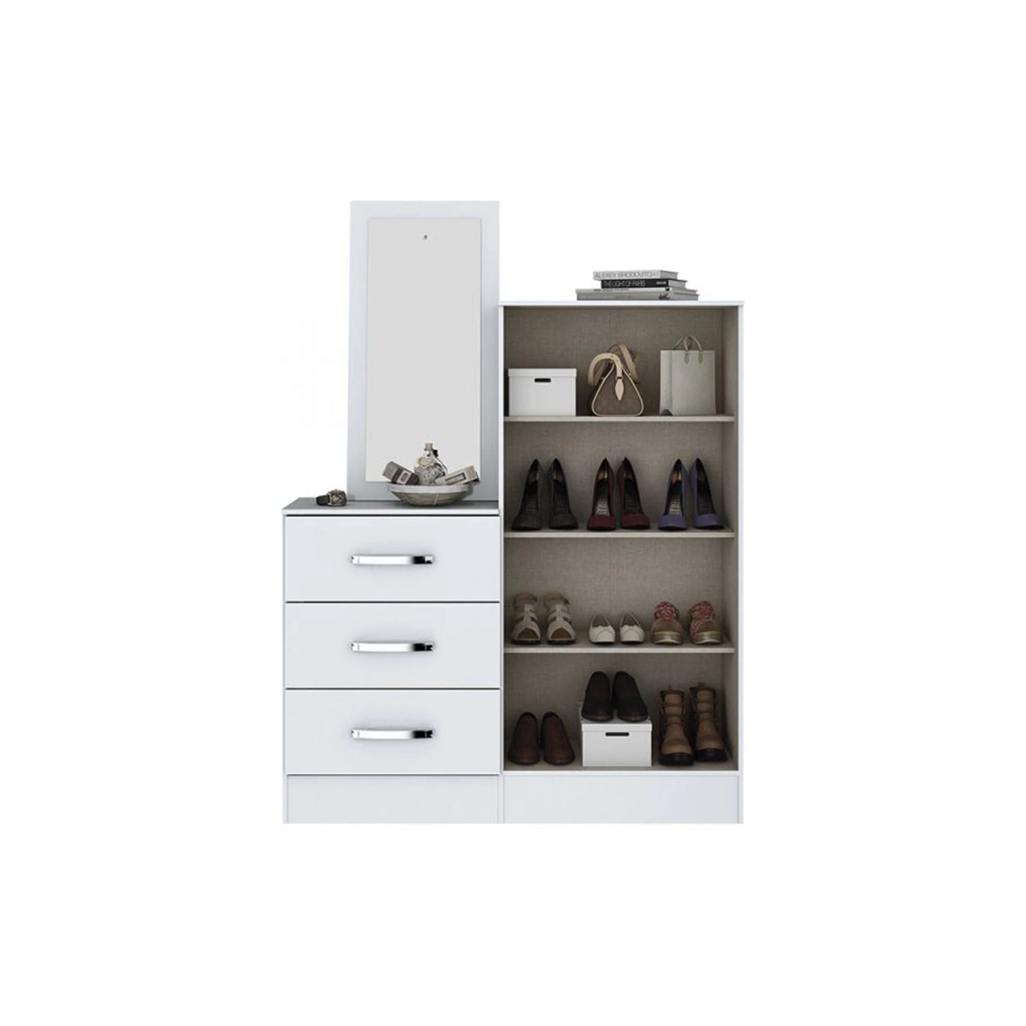 Ropero con cómoda y espejo B700 - BLANCO