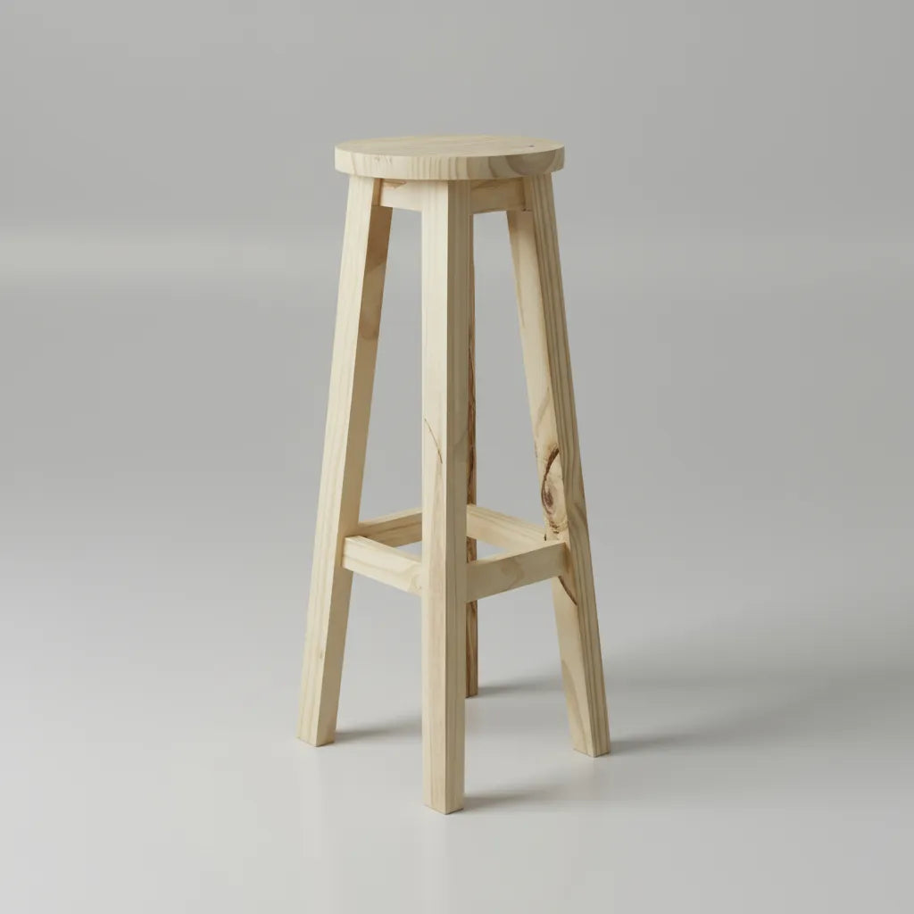 Banco taburete de pino - SIN LUSTRE