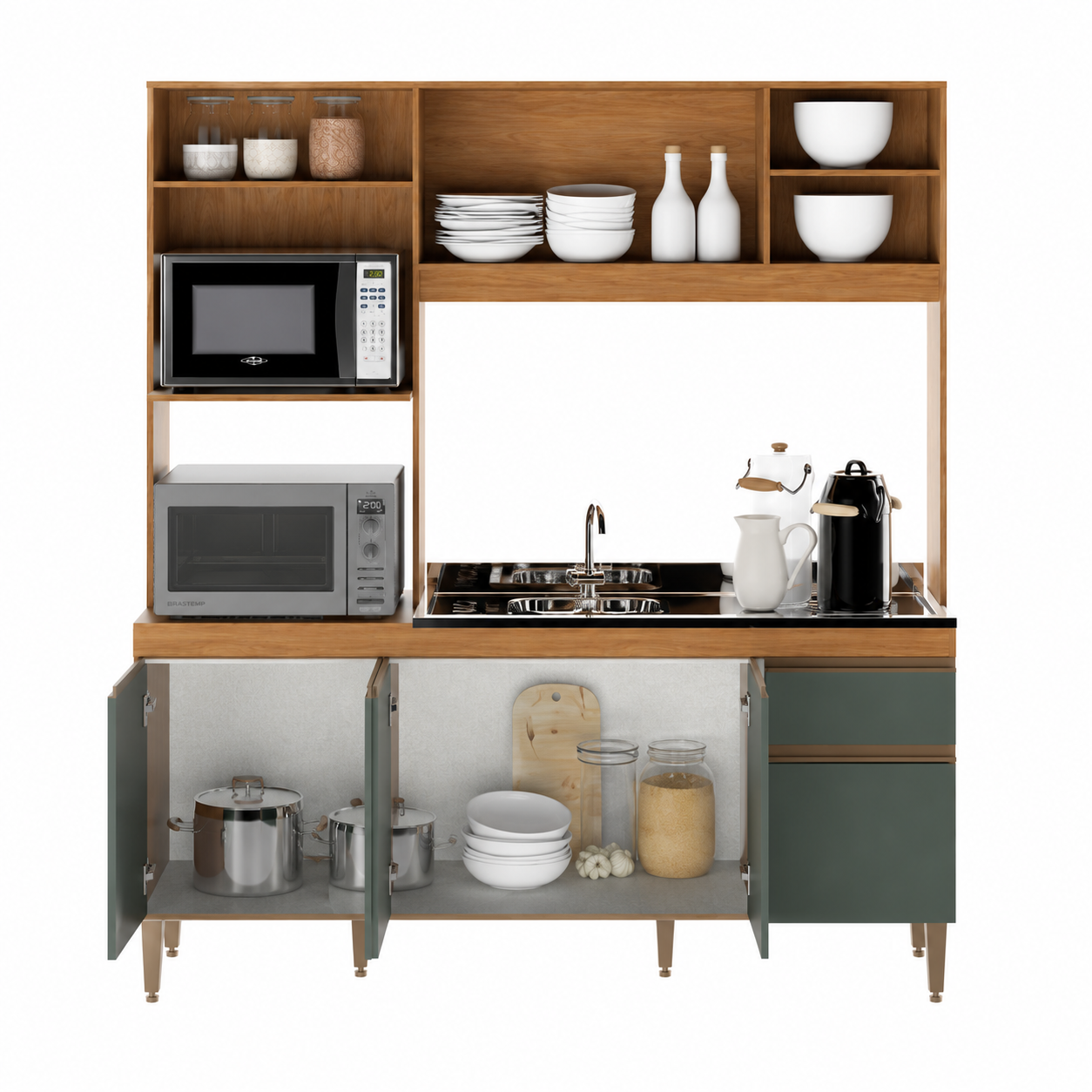 Cocina compacta Martina 0344 - FREIJO/VERDE