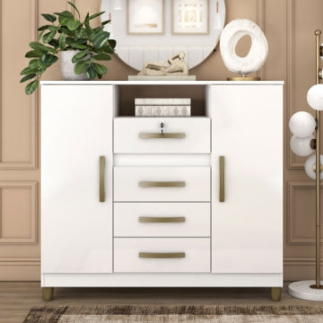 Cómoda 4 cajones 2 puertas ANGRA - CO260 - Color:Blanco