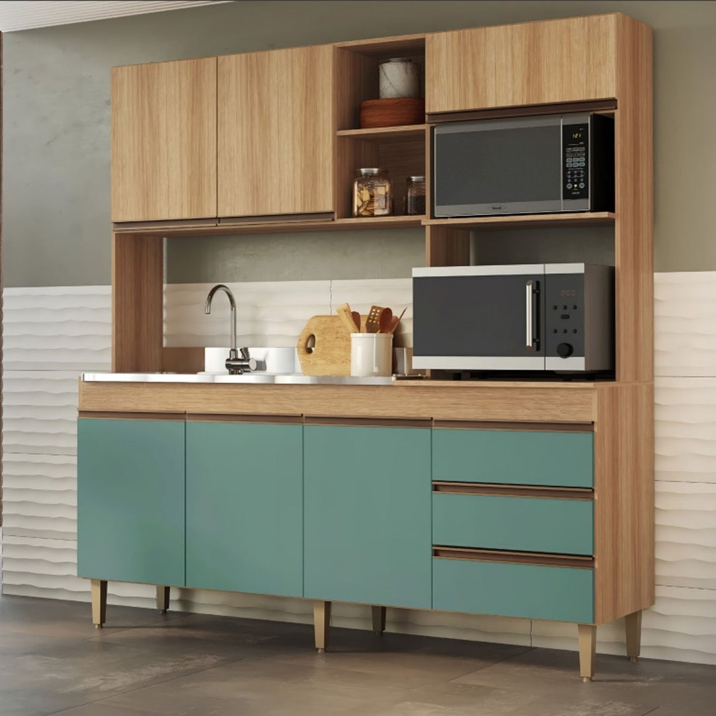 Cocina Compacta Splendore 1850 - MIEL/VERDE