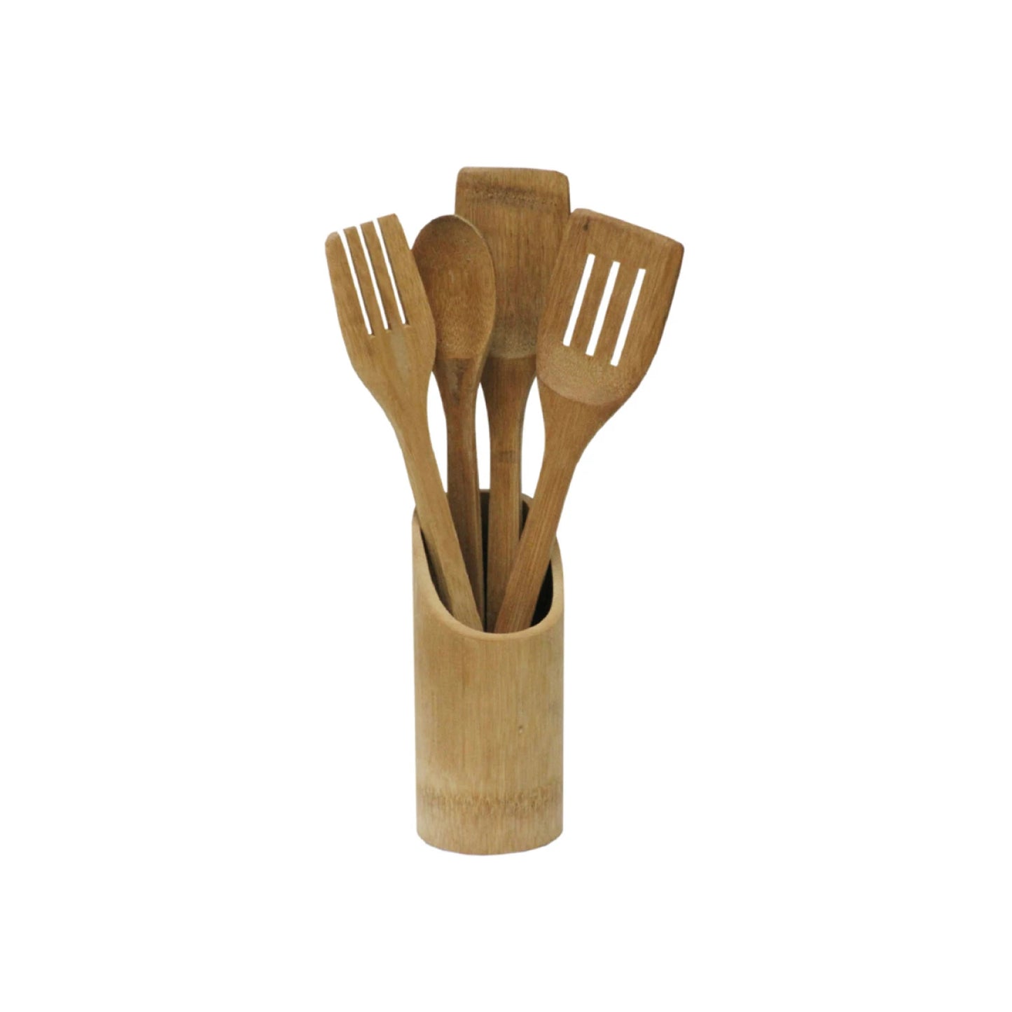 Juego de menaje bambú 4 piezas con soporte